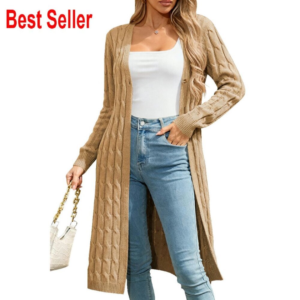 Cable Knit Chunky Cardigan Sweater Oversized Elegant Minimal Fall Winter